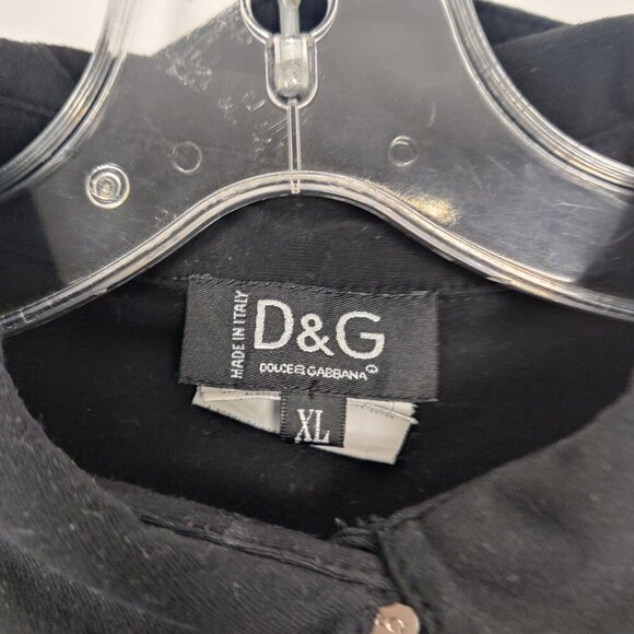 D&G Women's Long Sleeve Polo Shirt in Black Beaded LOGO 100% Cotton Y2K - Picture 4 of 12